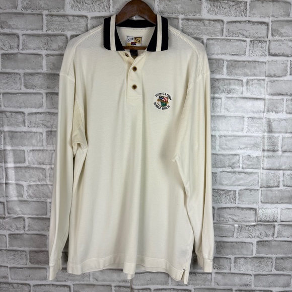 Cutter & Buck VTG 100th US Open Pebble Beach Long Sleeve Golf Polo Mens LARGE - Picture 1 of 8